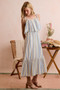 SO ME Stripe Tiered Shoulder Tie Midi Lined Dress
