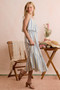 SO ME Stripe Tiered Shoulder Tie Midi Lined Dress