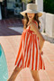 SO ME Stripe Cotton Scallop Side Pocket Lined Mini Dress