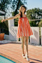SO ME Stripe Cotton Scallop Side Pocket Lined Mini Dress