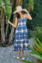 SO ME Abstract Print Smocked Bodice Tiered Lined Midi Dress