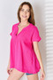 Zenana Full Size Raw Hem Short Sleeve Top