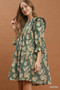 Umgee Mix Floral Print Smocked Ruffle Detail Flowy Dress