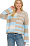 Zenana Lightweight Wool Blend Color Block Sweater
