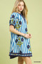 Umgee Mix Floral Stripe Contrast Dress