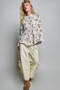 POL Floral Lace Trim Pintuck Button-Down Shirt
