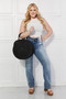 Justin Taylor Beach Date Straw Rattan Handbag in Black
