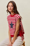 SO ME Stripe Star Patch 4th Of July Side Tie Vest Top
