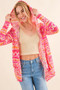 And The Why Full Size Printed Thermal Hooded Open Front Cardigan