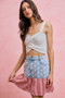 SO ME Stars And Stripes Fit And Flare Denim Mini Skirt