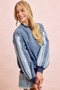 BiBi Washed Denim Lace Contrast Sided Sweatshirt