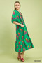 Umgee Floral Print Midi Dress