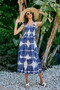 SO ME Abstract Print Smocked Bodice Tiered Lined Midi Dress