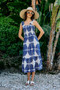 SO ME Abstract Print Smocked Bodice Tiered Lined Midi Dress