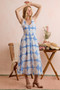 SO ME Shell Smocked Bodice Shoulder Tie Lined Midi Dress