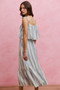 SO ME Stripe Tiered Shoulder Tie Midi Lined Dress