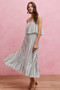 SO ME Stripe Tiered Shoulder Tie Midi Lined Dress