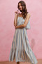 SO ME Stripe Tiered Shoulder Tie Midi Lined Dress