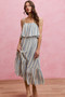 SO ME Stripe Tiered Shoulder Tie Midi Lined Dress