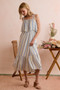 SO ME Stripe Tiered Shoulder Tie Midi Lined Dress