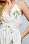 POL Palm Tree Print Wrap Bodice Smocked Waist Ruffle Hem Dress