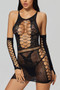 Lace Cut Out Sheer Mini Dress 