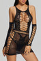 Lace Cut Out Sheer Mini Dress 