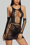 Lace Cut Out Sheer Mini Dress 