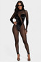 Long Sleeve Mock Neck Mesh Jumpsuit 