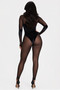 Long Sleeve Mock Neck Mesh Jumpsuit 