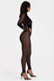 Long Sleeve Mock Neck Mesh Jumpsuit 
