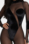Long Sleeve Mock Neck Mesh Jumpsuit 