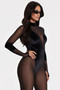 Long Sleeve Mock Neck Mesh Jumpsuit 