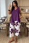 Plus Size Two Pieces Floral Patchwork Sets