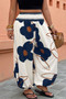 Plus Size Floral Print Elastic Waist Pants 