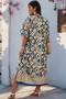 Plus Size All Over Print V Neck Split Dress