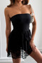 Off Shoulder Strapless Ruffle Lace Mini Dress 