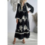 V Neck Stand Collar Button Floral Splicing Dress