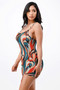 Multicolor Swirl Retro Print Dress 