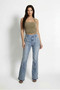 Ripped Curve-Panel Flare Jeans 