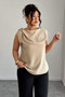 Plus Size Tie Neck Colorblock Sleeveless Blouse
