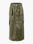 Pu Front Pocket Maxi Skirt