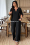 Plus Size Two Pieces Contrast Color Ruffle Trim Sets