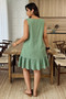 Plus Size Irregular Collar Ruffled Hem Textured Dress
