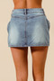 SO ME Bow Knot Pocket Denim Mini Skirt