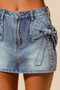 SO ME Bow Knot Pocket Denim Mini Skirt