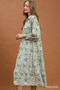 Umgee Linen Botanical Print Tiered Midi Dress