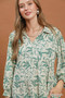 Umgee Linen Botanical Print Tiered Midi Dress