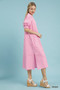 Umgee Striped Puff Sleeve Midi Dress