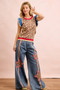 BiBi 4th Of July Leopard Ruffled Detail Knit Top